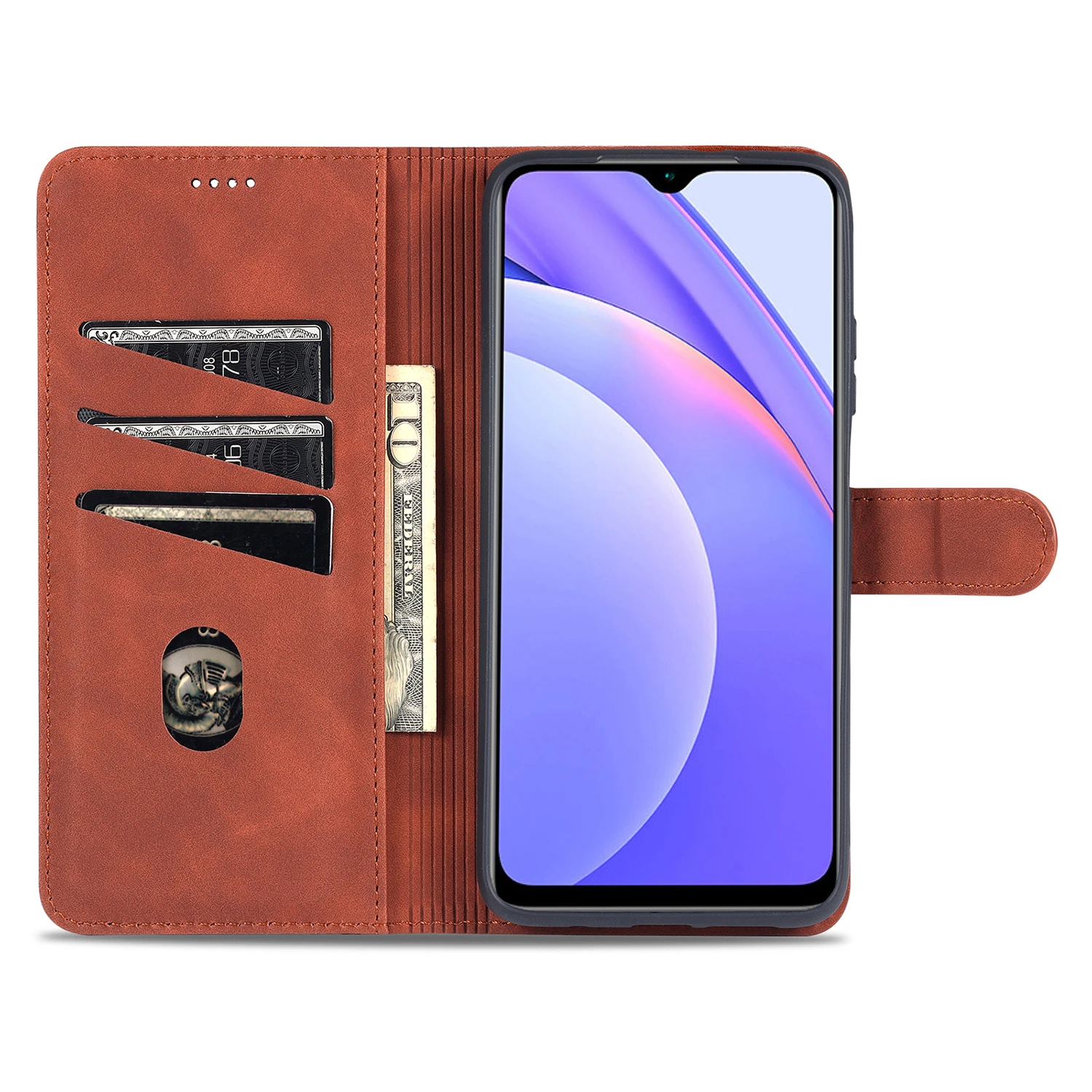 High Quality Flip Cover Fitted Case for Xiaomi Redmi 9T Redmi 9 Power Pu Leather Phone Bags Case Holster with closing strap AZNS