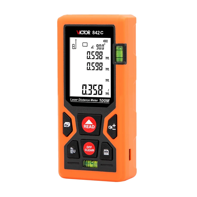 VICTOR 842C Digital Laser Distance Meter Max.Distance 100M Rangefinder Measure Ruler Roulette metro Tape Tool