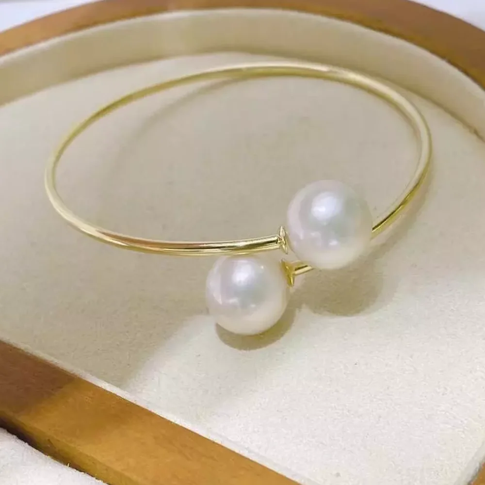 Gorgeous and beautiful AAA10-11mm 11-12mm round South Sea white pearl bracelet 925S