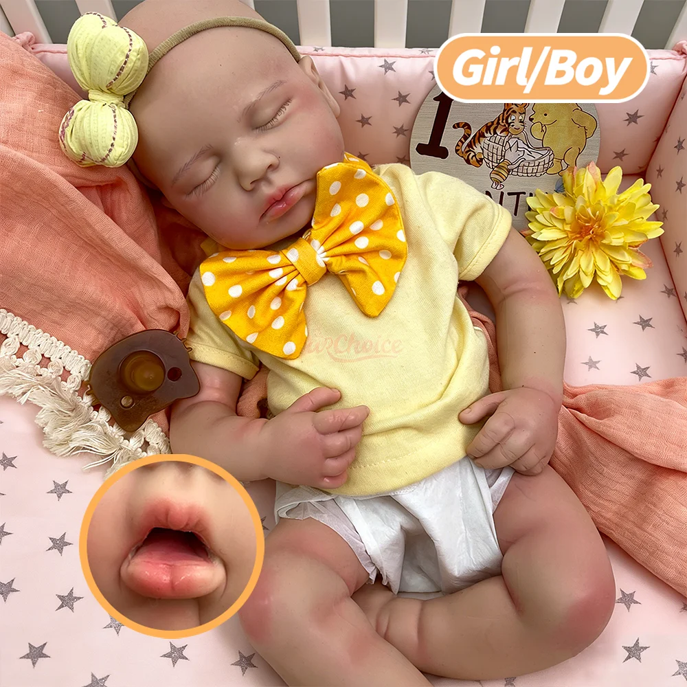 

Open Mouth 20Inch Soft Silicone Reborn Baby Girl/Boy Realistic Reborn Bebe Newborn Loulou Therapeutic Emotional Support Doll