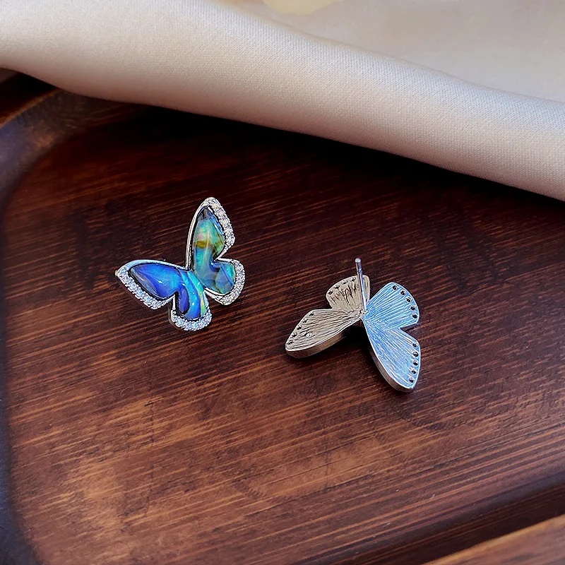 

Luxury Natural Abalone Shell Butterfly Earstud Clip on Earrings No Pierced New Zealand Shell 925Silve Earrings for Women Jewelry