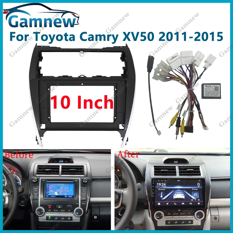 Afbeelding: 10 Inch Auto Frame Fascia Canbus Box Adapter Android Radio Dash Fitting Panel Kit Voor Toyota Camry XV50 2011-2015