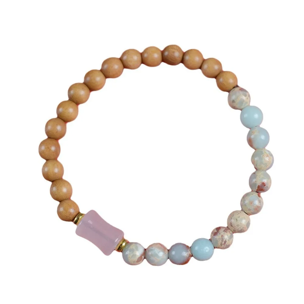 Mixed Australian & New Mountain Sandalwood Shoushan Stone Beaded Bracelet: Women's Prayer Lucky Jewelry Gift