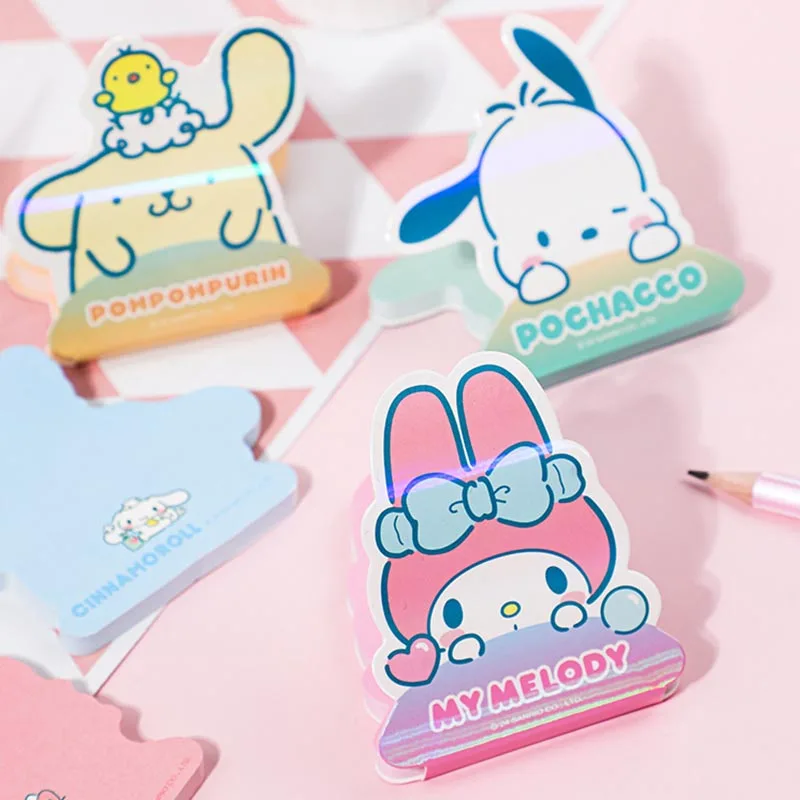 Imagem -04 - Sanrio Kitty Pochacco Memo Pad Melody Sticky Notes Etiqueta de Papelaria Notepad Planner Etiqueta Post Abastecimento Escolar 24 Pcs Lot