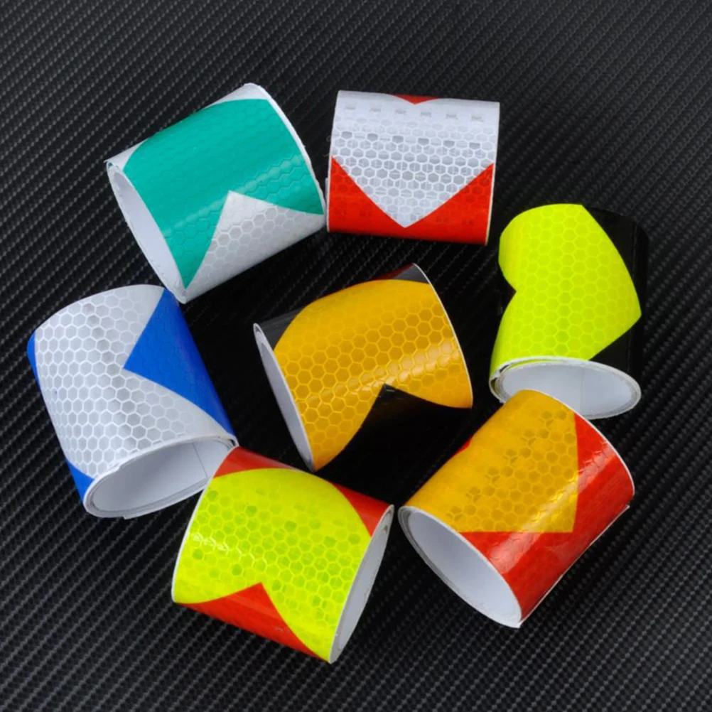 

3Pcs Reflective Warning Tape Safety Arrow Sticker Black Yellow Green Red Weatherproof Security Tape