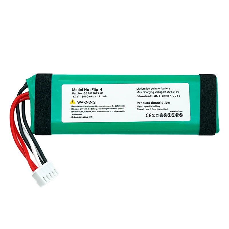 3.7V Battery GSP872693 01 3000mAh for JBL Flip 4 Flip4 Bluetooth Speakers Rechargeable Li-Polymer Batteries