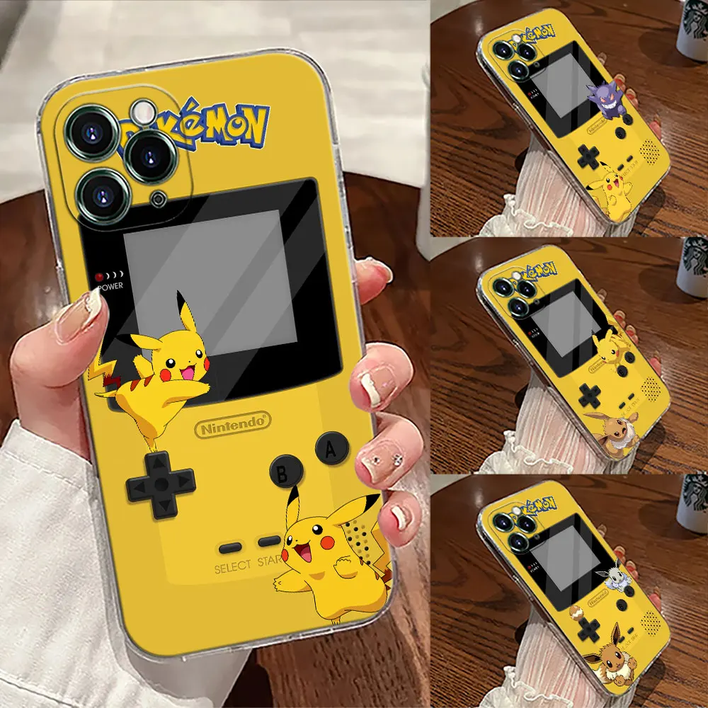 

Transparent Case For Apple iPhone 17 16 15 14 13 12 11 Pro Max Plus 16E 17Air 17Pro Phone Cover Game-Boys Pikachus Gengar Anime