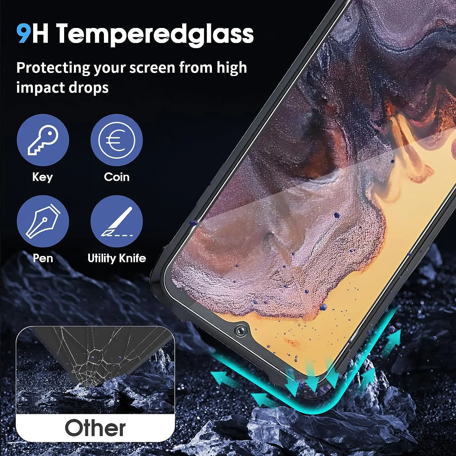 2.5D 9H Tempered Glass with Soft TPU Case on  Cubot KingKong 9 Tempered Glass Screen Protector For Cubot King Kong 9 Phone Film