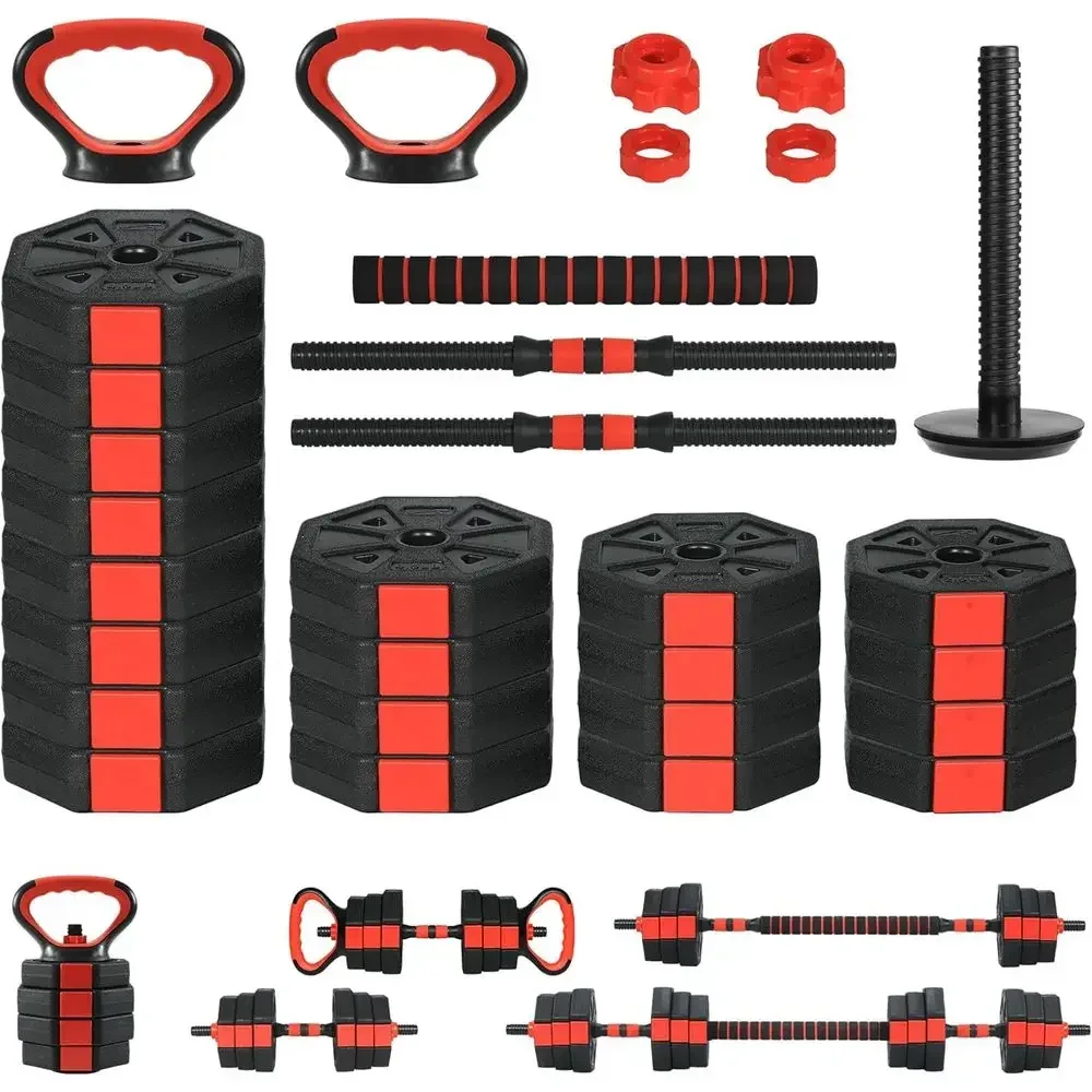 All-in-One 88lbs Adjustable Dumbbell Set - 4-in-1 Weight System for Barbell, Kettlebell, and Home Gym Workouts