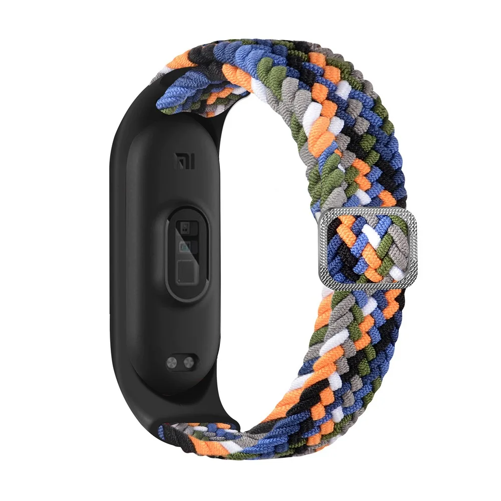 Xiaomi Mi Band 7 6 5 4 3 용 조절 가능한 패브릭 스트랩 miband 6 5 용 Xiaomi Mi Band 7 용 편안한 탄성 팔찌 손목 밴드
