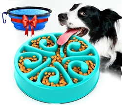 Pet Dog Slow Feeder Bowl Fun Non Slip Anti-Gulping Slower Food Feeding Dishes Eco Dog Bowl for Large Medium Small Dogs Puppy