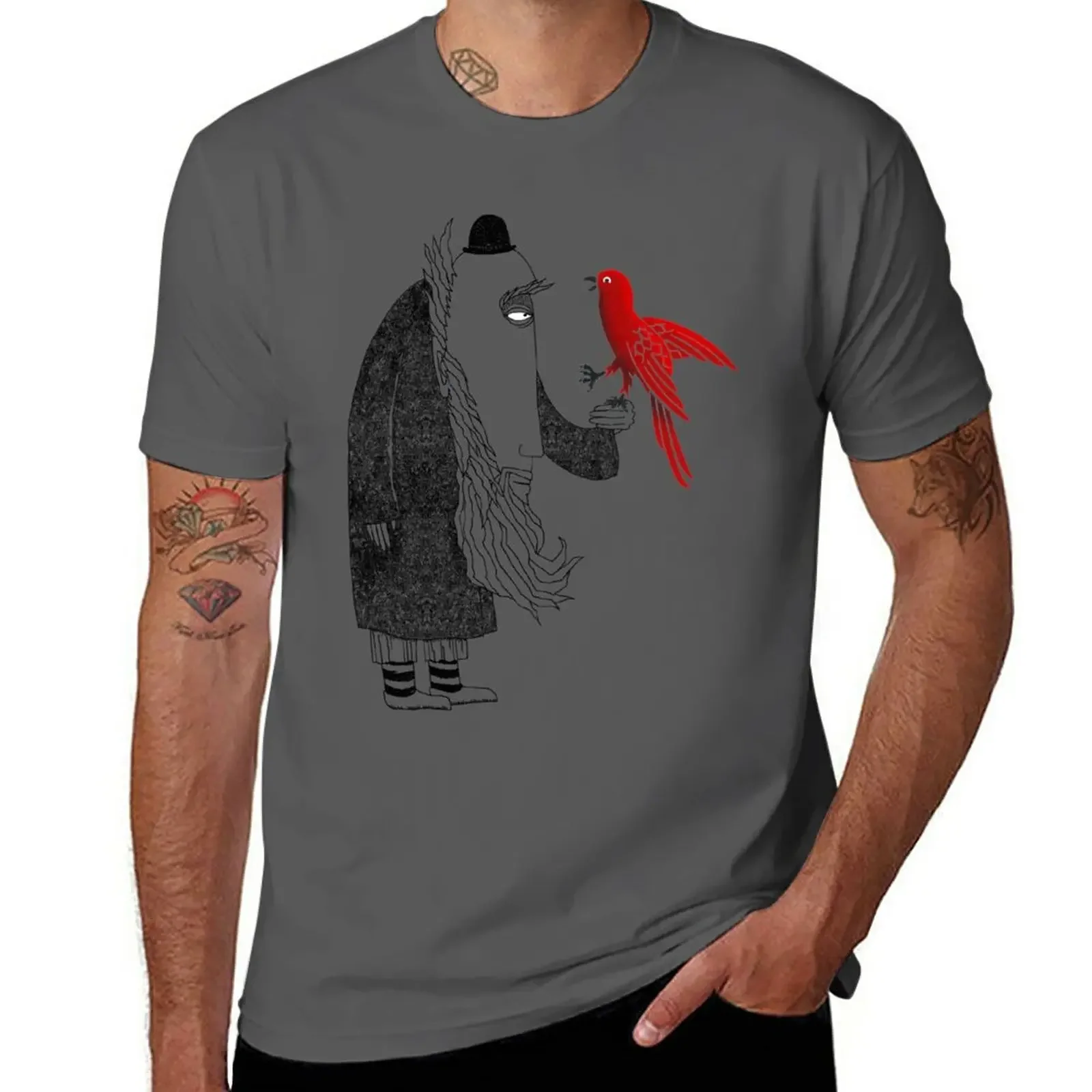 Darwin and red bird T-Shirt vintage clothes tops slim fit t shirts for men