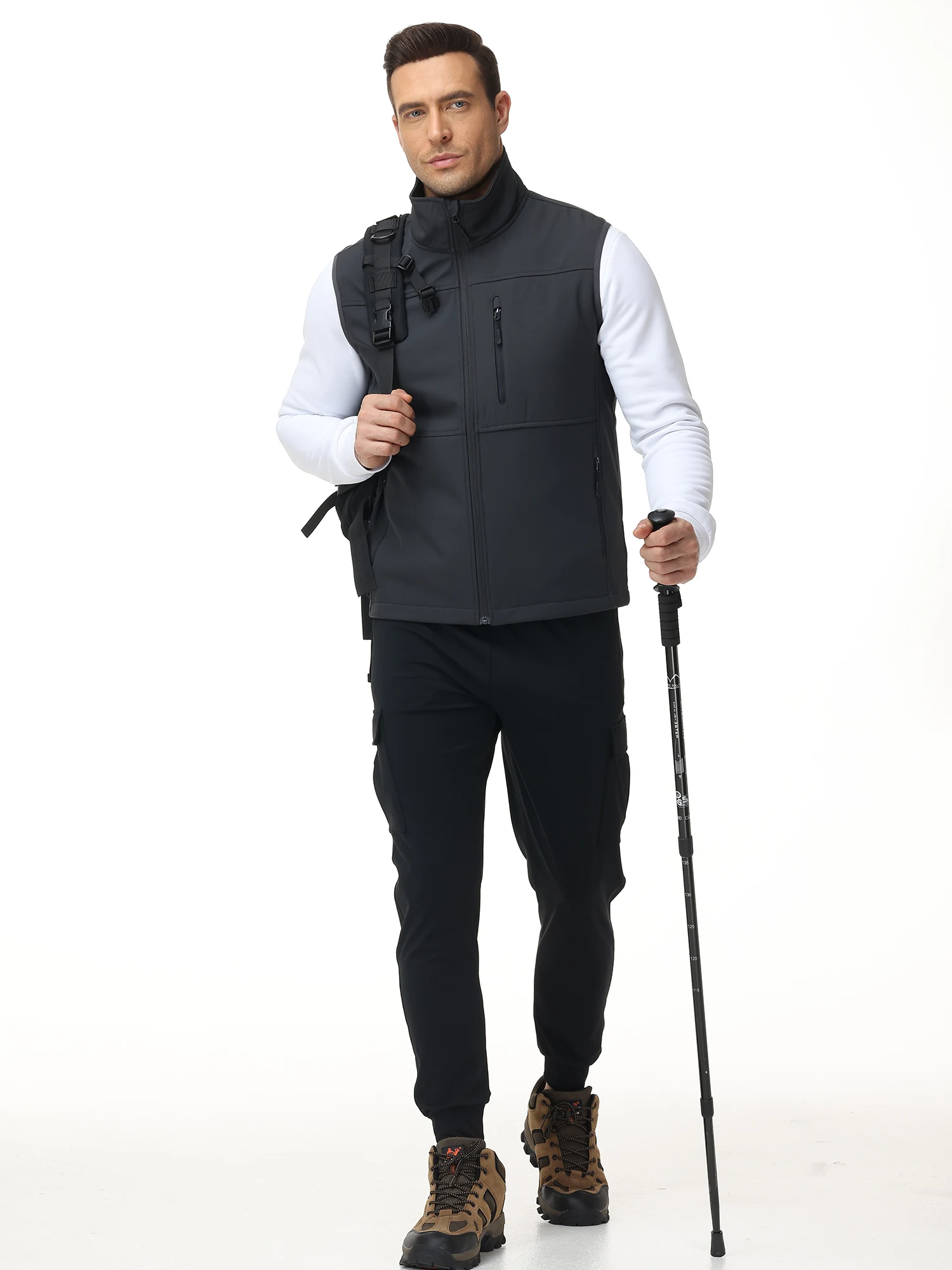 AliExpress NONE Men's Windproof Softshell Thick Vest, Comfortable Sleeveless Jacket Multi Pocket Sports Vest for Hiking Cycling