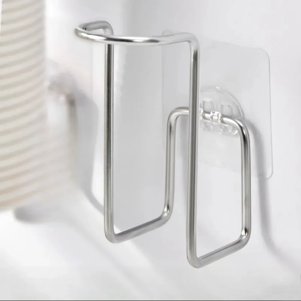1/2/4Pcs Water Cup Storage Holder Punch Free Wall Mounted Stainless Steel for Kitchen Disposable Paper Cup Storage Rack New