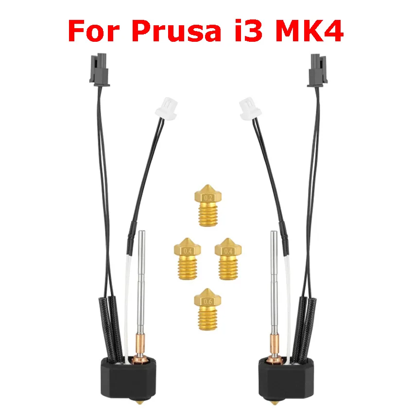 

Комплект хотэнд-экструдера для Prusa i3 MK4: сопла 0.2/0.4/0.6/0.8 из латуни/закаленной стали, нагревательный блок и трубка из ПТФЭ