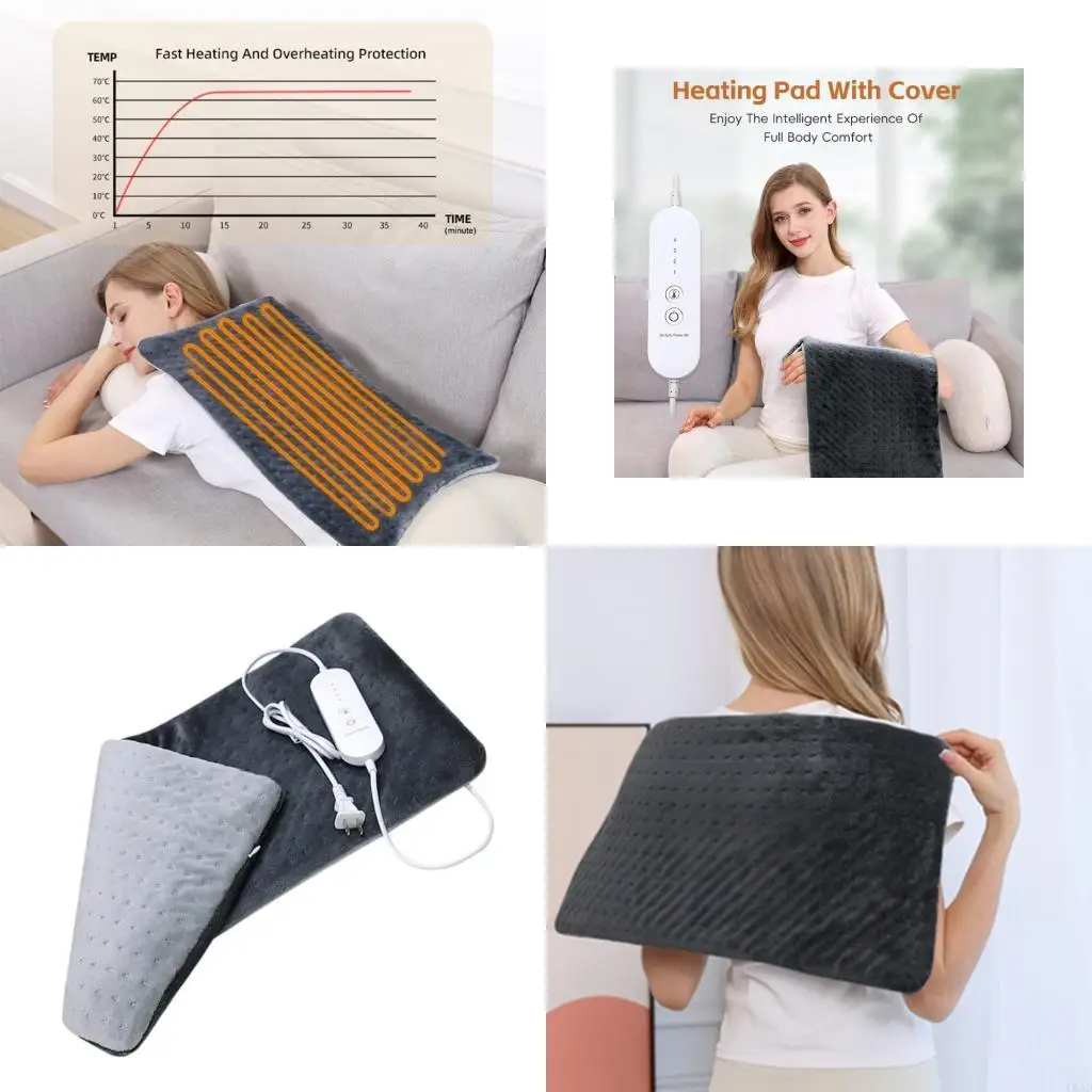 

110V Electric Blanket With 4 Heating Setting Safety Overheat Shutoff Design For Cold Evening Adults Seniors Kids Use C5AD