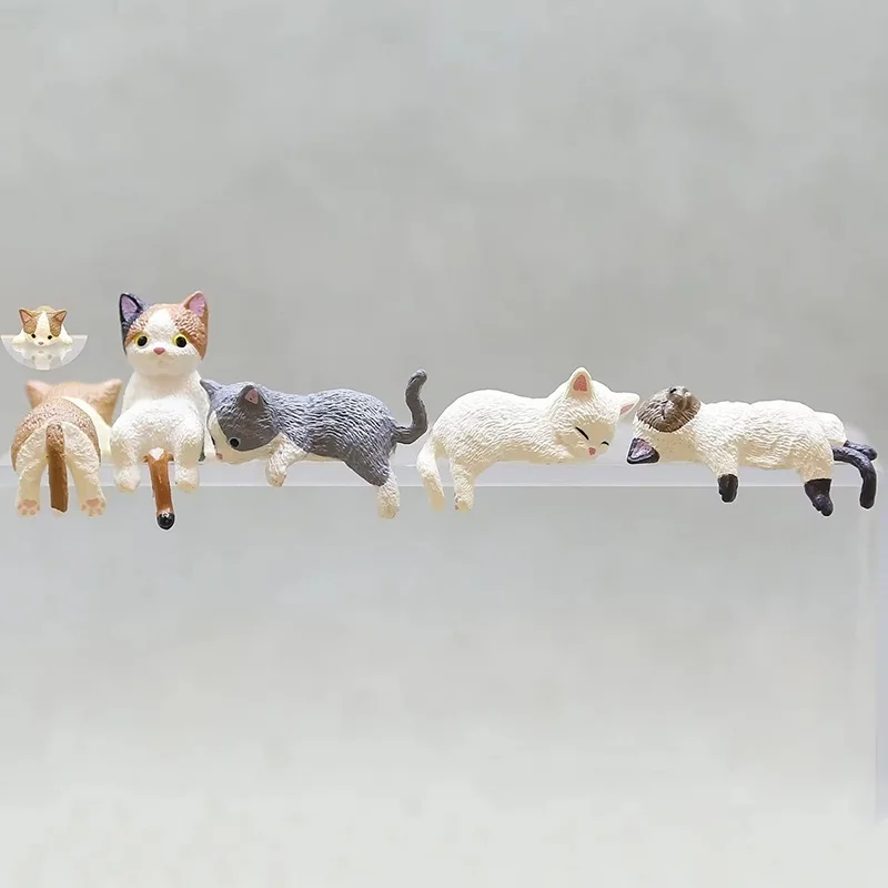 4Pcs Cute Kitten Decoration Creative Sleeping Cat Doll Home Ornaments Toys Cat Car Interior Landscape Decoration Adorable Gifts