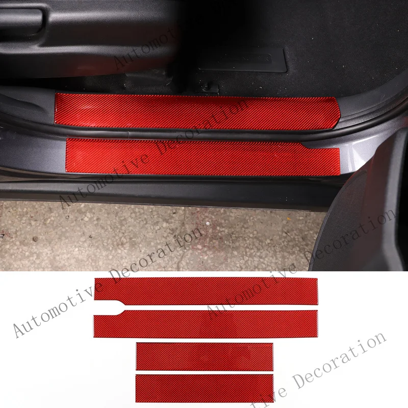 Z+ Red Carbon Fiber Outside Door Sill Guard Trim Sticker For Honda Pilot 2016-22