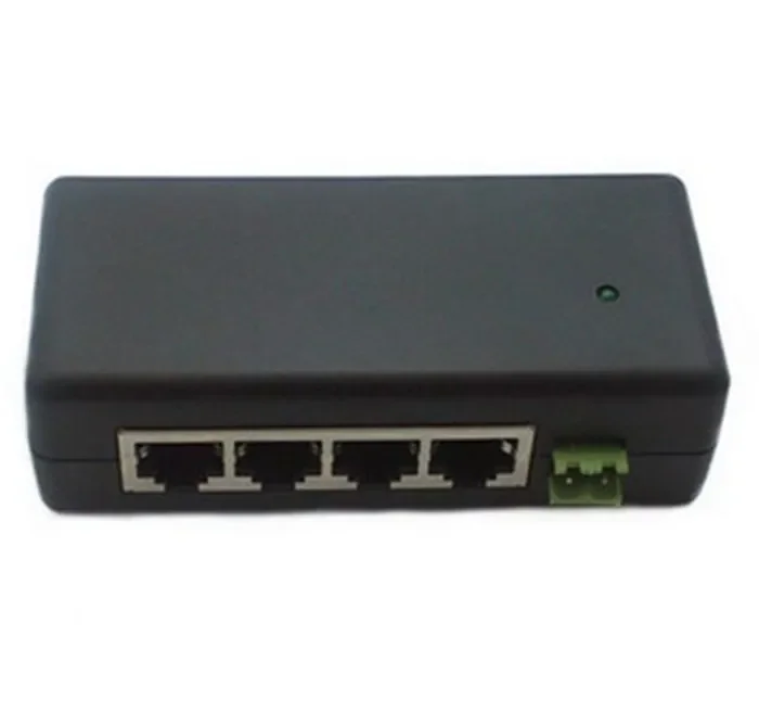 Inyector de módulo de potencia pasiva sobre Ethernet, 4 puertos LAN, DC 9-48V, fuente de alimentación de cámara IP, adaptador de interruptor PoE, caja PoE