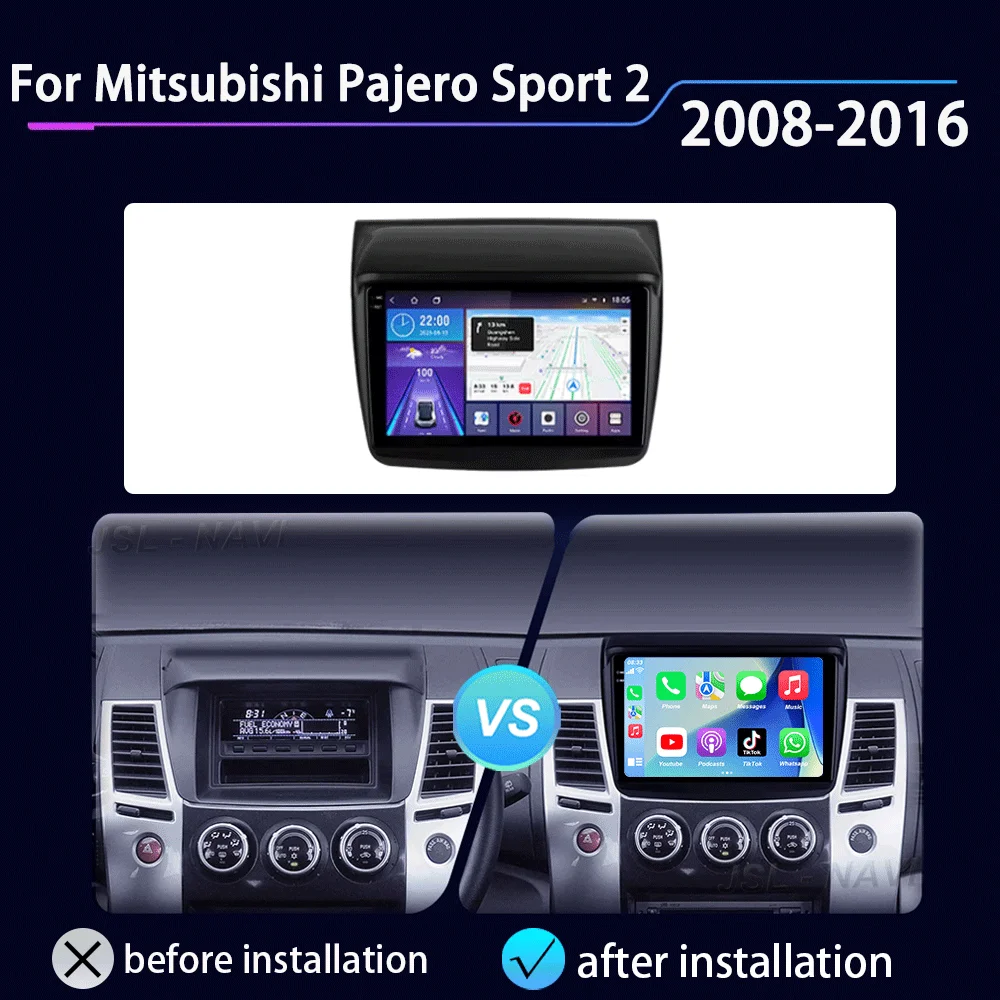 Android 16 For Mitsubishi Pajero Sport 2 L200 Triton 2008 - 2016 Car Radio GPS 4G Multimedia Video Player Wireless Carplay+Auto
