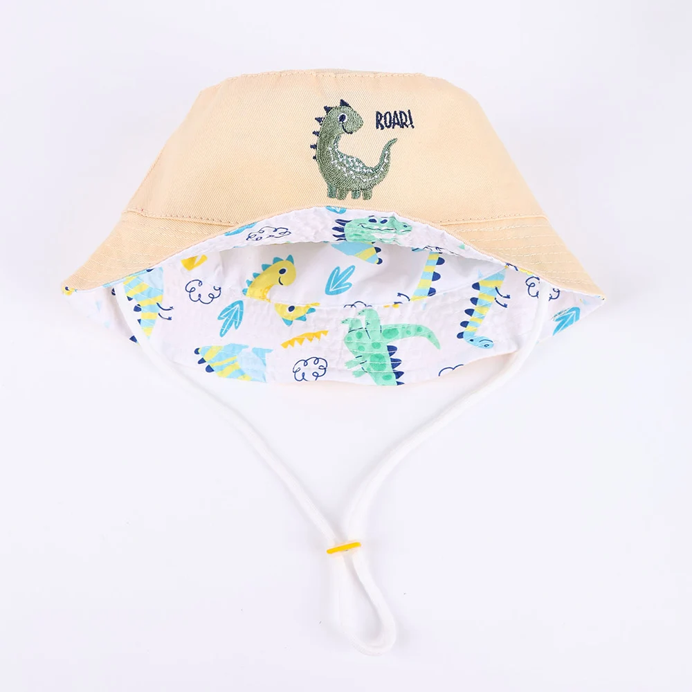 Sommer Doppelseitige Kinder Eimer Hüte Cartoon Gestickte Panama Kinder Strand Fischer Kappe Baby Hut für Mädchen Jungen Im Freien – Detail 2