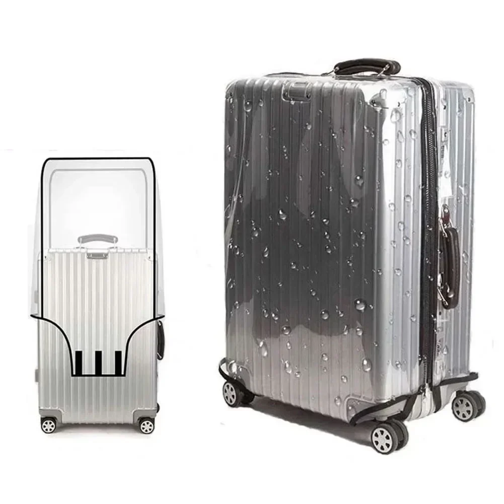 Suitcase Cover Luggage Cover 22inch 26 Inch Washable Wearable 24 Inch 30 Inch Freeze-proofing Transparent+black