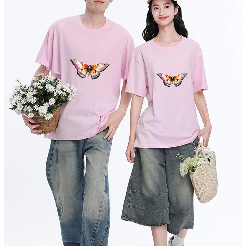 Butterfly Watercolor Print Printed T Shirt Breathable Fabric S-XXL Personalized Custom T Shirt Casual Short Sleeve Tee Aesthetic