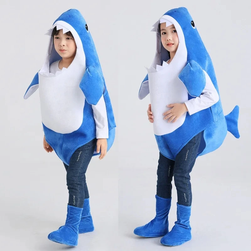 Disfraz de tiburón familiar para niño y niña, traje de 3 colores disponibles, ideal para fiesta de Carnaval y Halloween, novedad