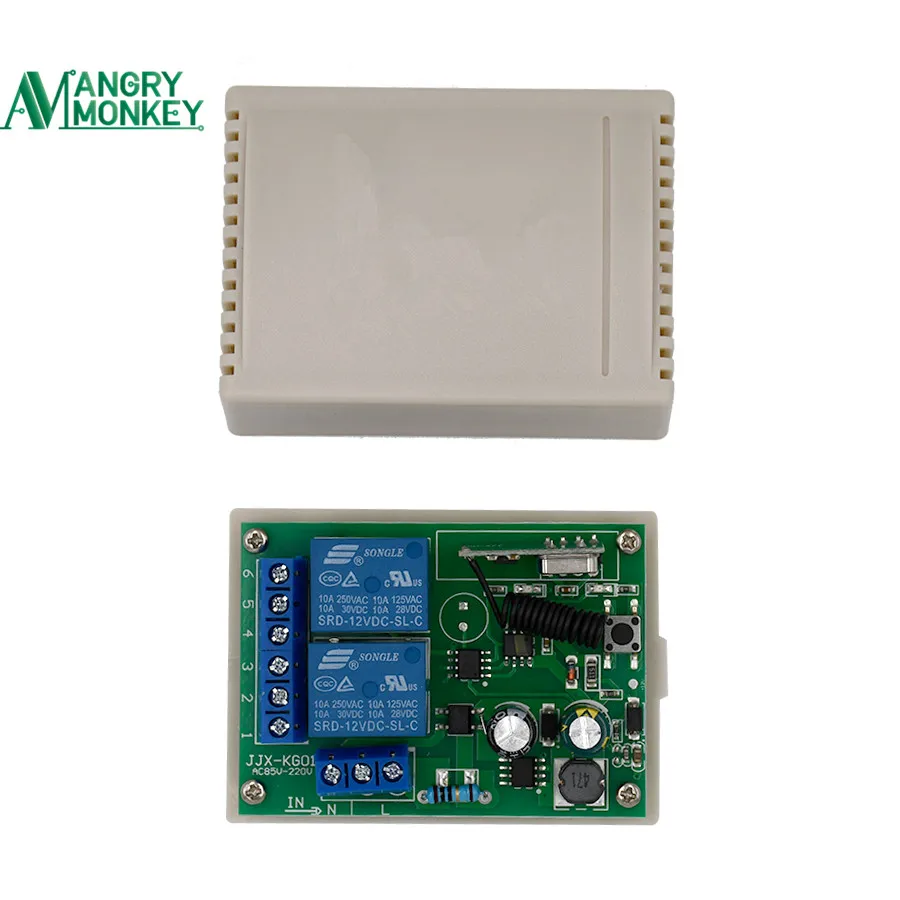 433Mhz Universal Wireless Remote Control Switch AC 85V 250V 2 Channel Receiver Switch and RF 433 Mhz 4 Keys Remote Control