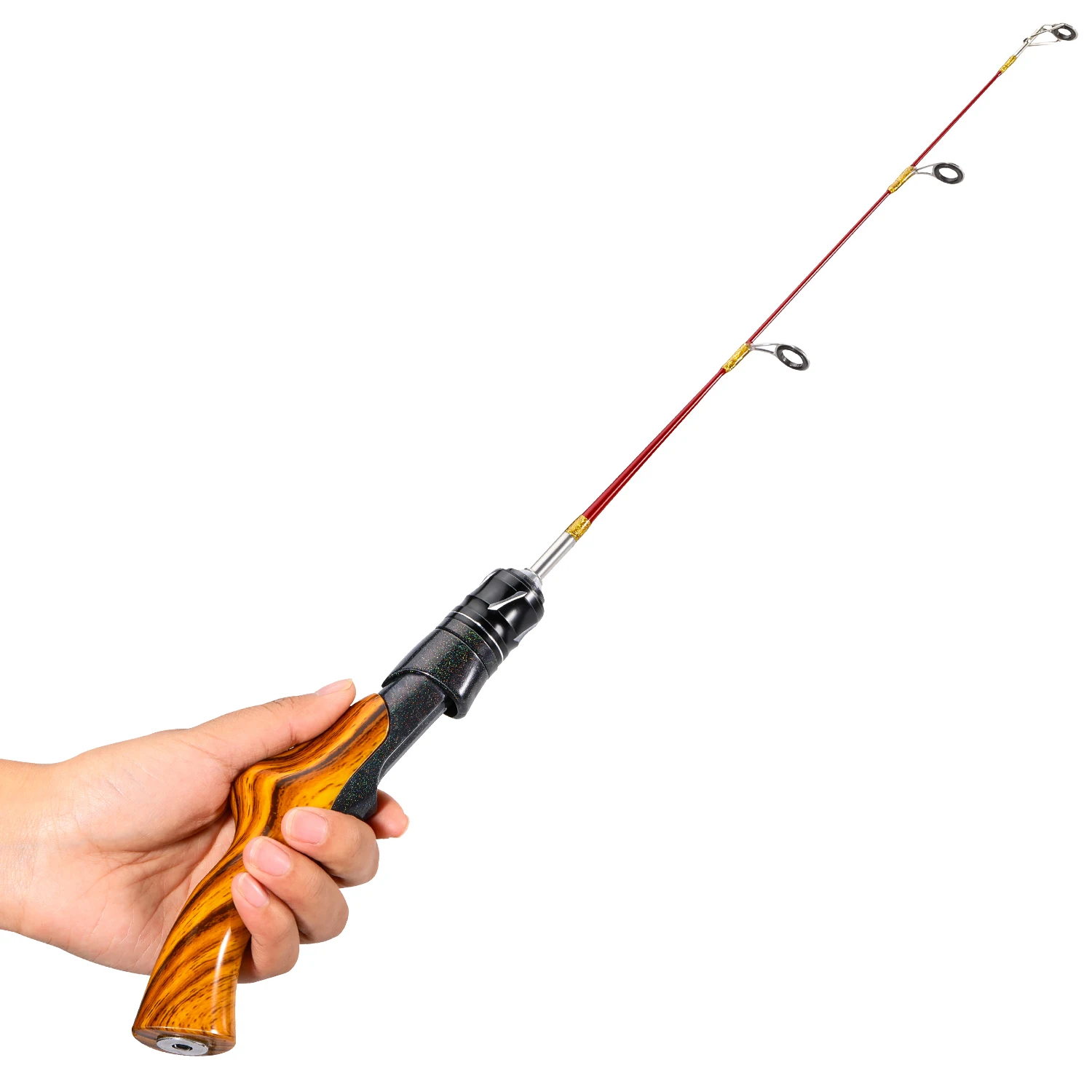 Sougayilang Ice Fishing Rod 2 Sections High Carbon Fiber Ice Rods with Power Two Rod Tips Max Drag 8Kg Fishing on The Ice image 2