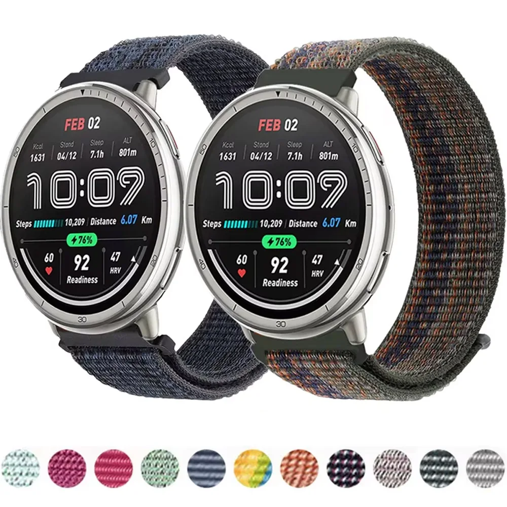 

20mm 22mm Nylon Strap for Amazfit Actvie 2 Band Smart Watch Bracelet for Amazfit Bip 5 6/GTR/GTS 4 3 mini/Balance/Stratos 3 Belt