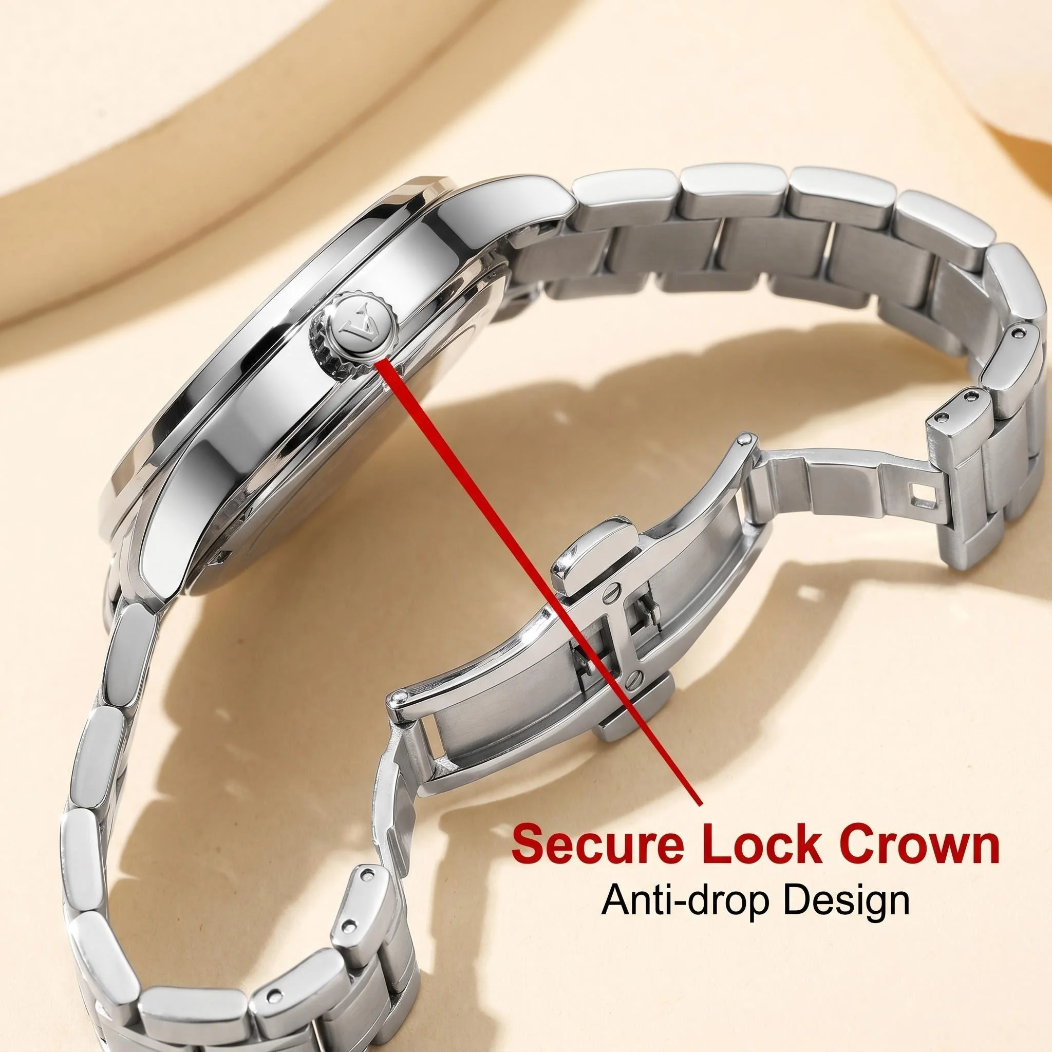 Quartz Watch Solid Stainless Steel Strap 30M Water Resistant Lock Crown 36mm Cartoon Dial Women Wristwatch - view 5