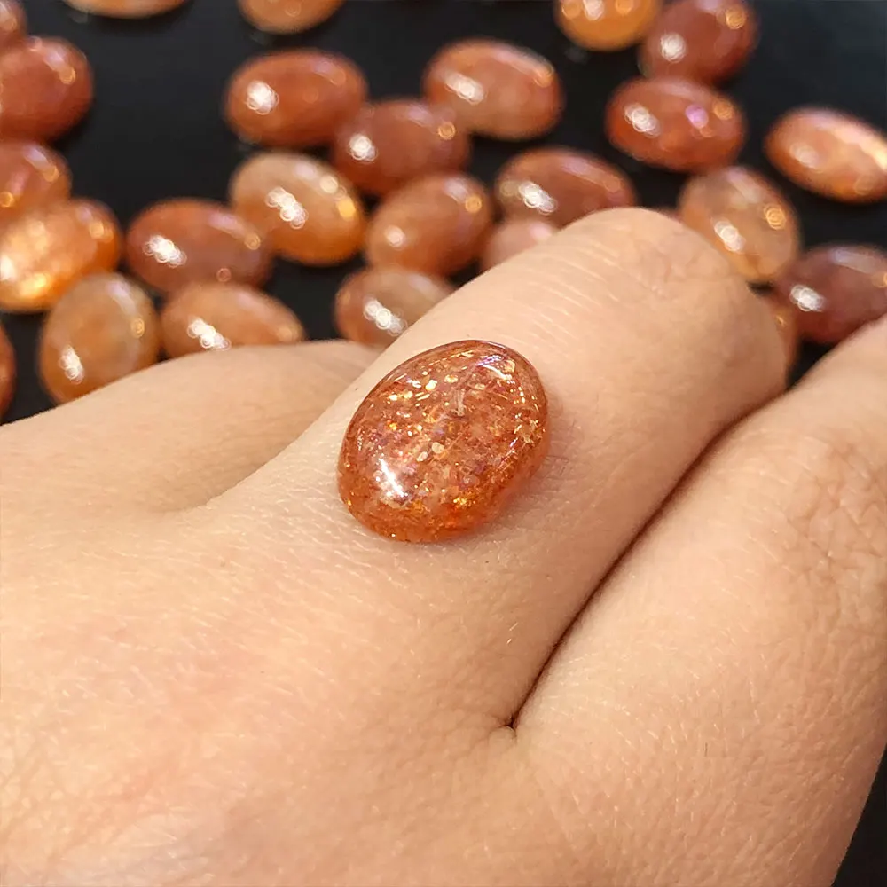 

1pc Natural Stone Golden Sun Stone Oval Cabochon Crystal Stones Quartz Crystals Gemstones Spiritual Products Meditation Chakra