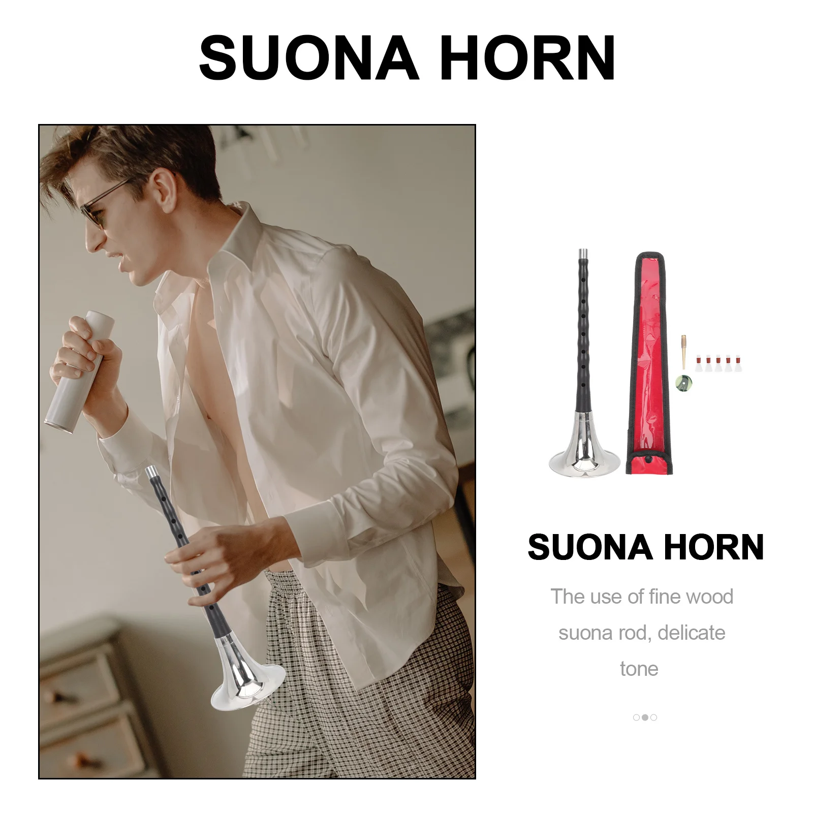 

1 Set Chinese Suona Instrument D Key Wood Crafts Wind Music Tool For Beginners Professional Ethnic Wooden Practice National