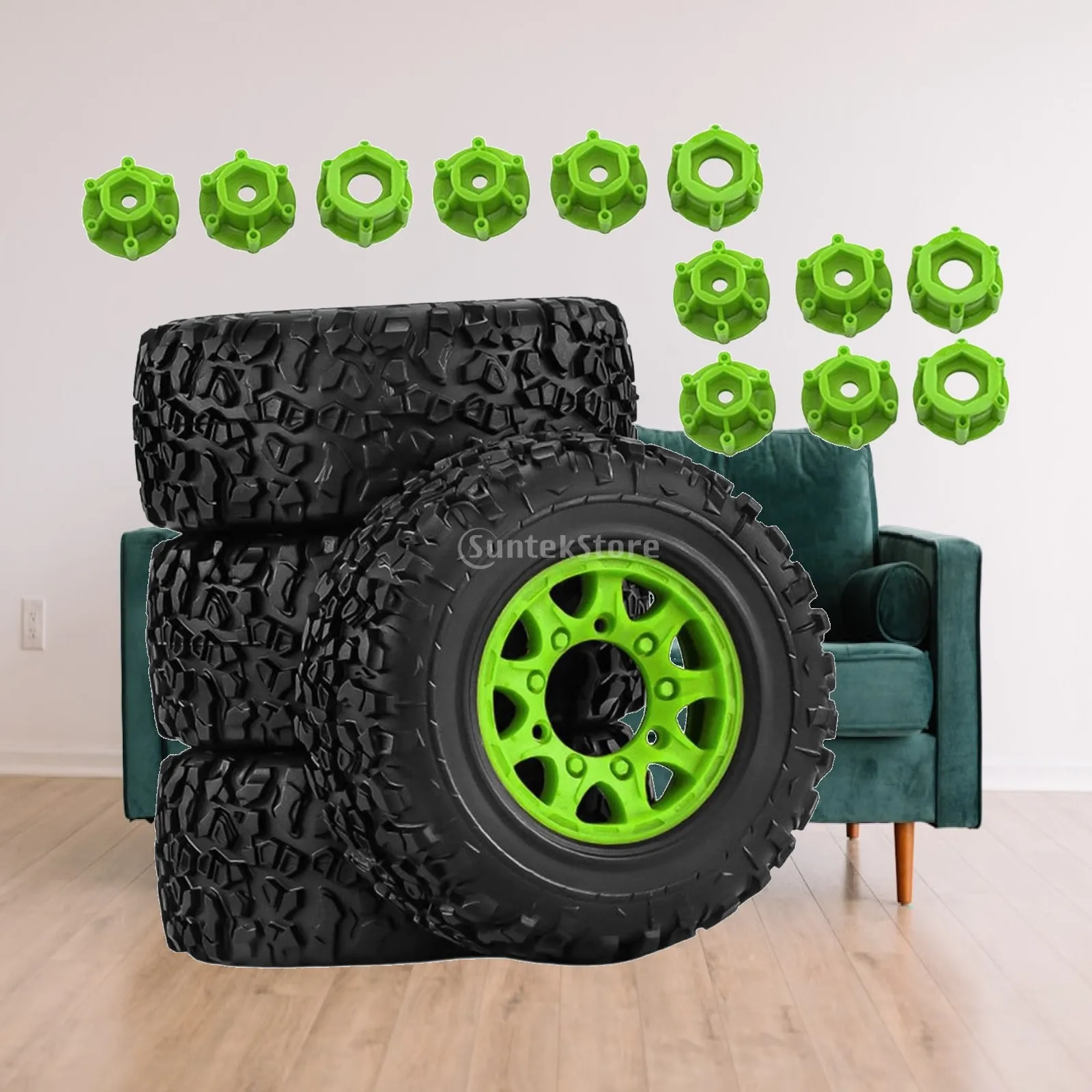 4 Pieces 1/10 RC Truck Wheels and Tires Professional Easy to Install, Durability, Replace RC Car Part Accessory for Losi Slash