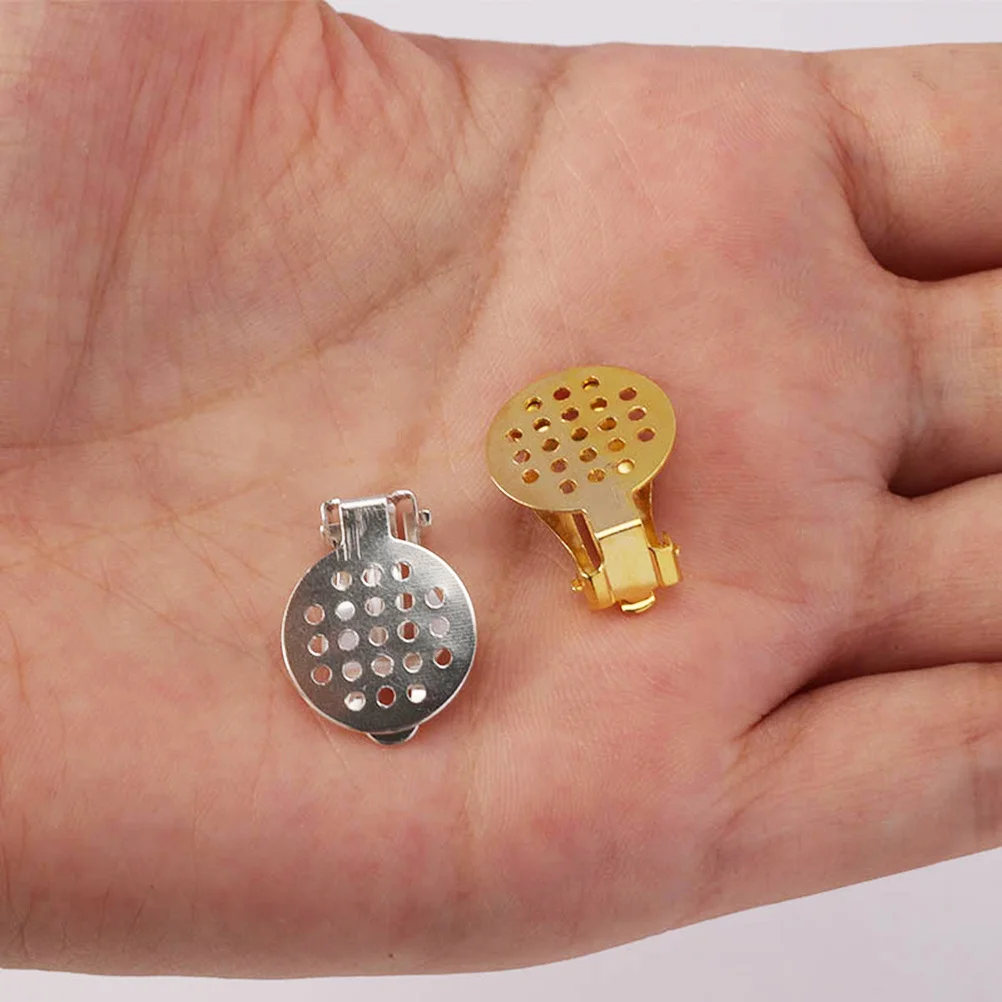 

50Pcs Ear Clip Accessories DIY Earring Blanks for Women Charm Ear Clips Materials Without Piercing Silver Finish