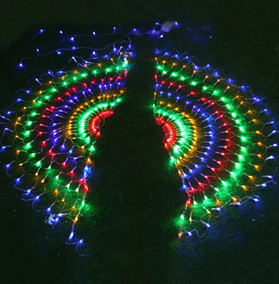 クリスマスLEDカーテンピーコック,3x0.5m,屋外メッシュ,パーティーライト,庭,家,寝室の装飾