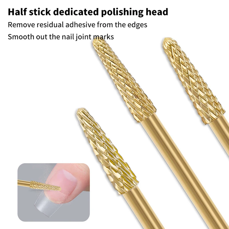 Diamond Nail Drill Bits 3/32'' Rotary Burr Cuticle Flame Tip for Russian Manicure Dead Skin Removal Nail Accessory Tool