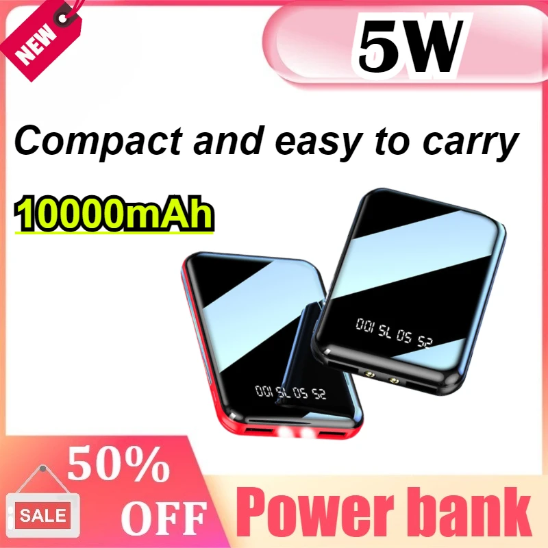 

10000mAh Mini Power Bank Portable Charger Mirror Screen LED Digital Powerbank External Battery for iPhone for Xiaomi