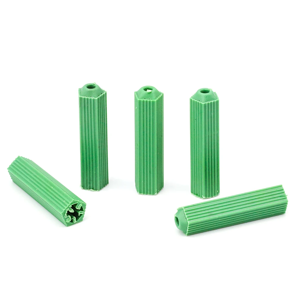 20/50pcs Expansion Plastic Anchors Rubber Drywall Plug M6 M8 Green Nylon Ribbed Anchor for Self-tapping Screws - Image 3