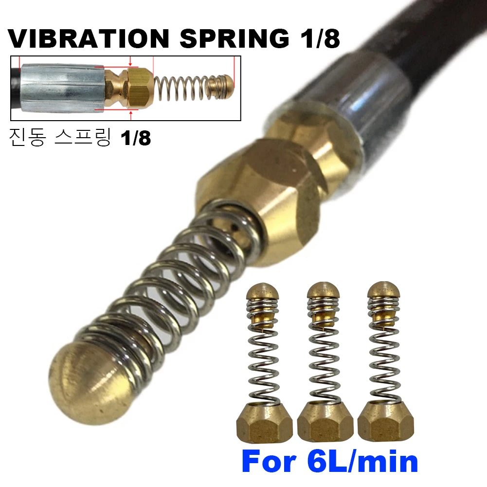 For 6L/min Vibration Spring Sewer Dredging Spring High Pressure Cleaning Machine Pipeline Dredging Pipe 1/8 internal thread