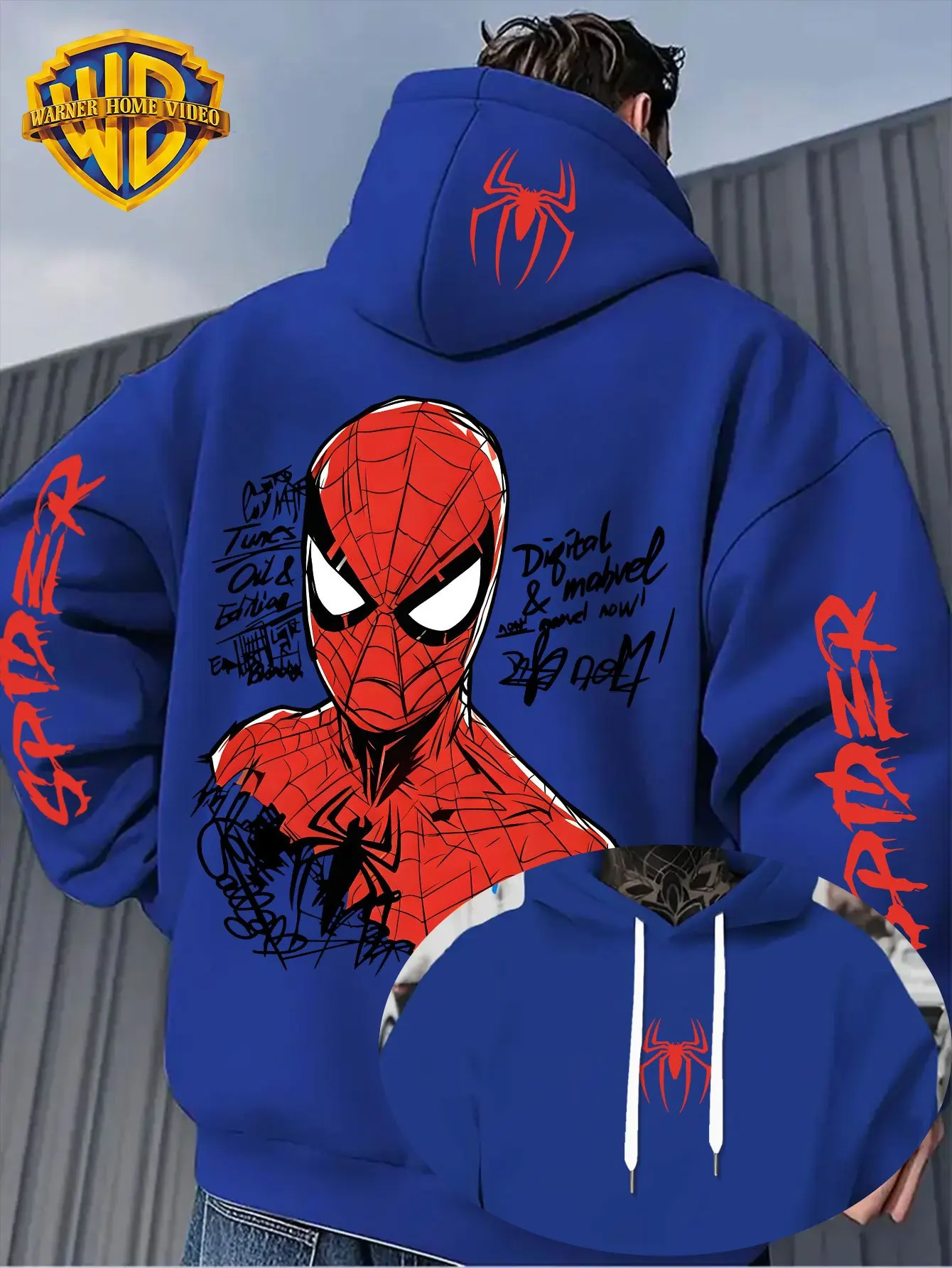 Sudadera con Capucha Moderna para Hombre, Oficial de Warner Bros, Informal, con Cordón Ajustable, Lavable a Máquina
