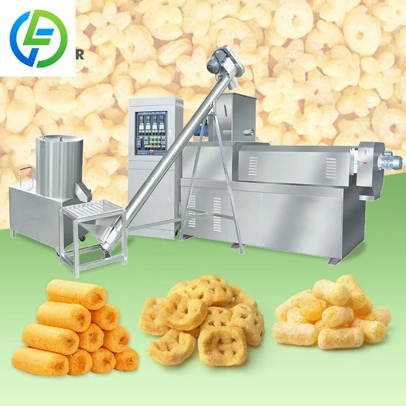 وجبة خفيفة من رقائق الذرة منتفخة الأرز تصنع عصا صغيرة الحجم لإنتاج آلة بثق خط النبات