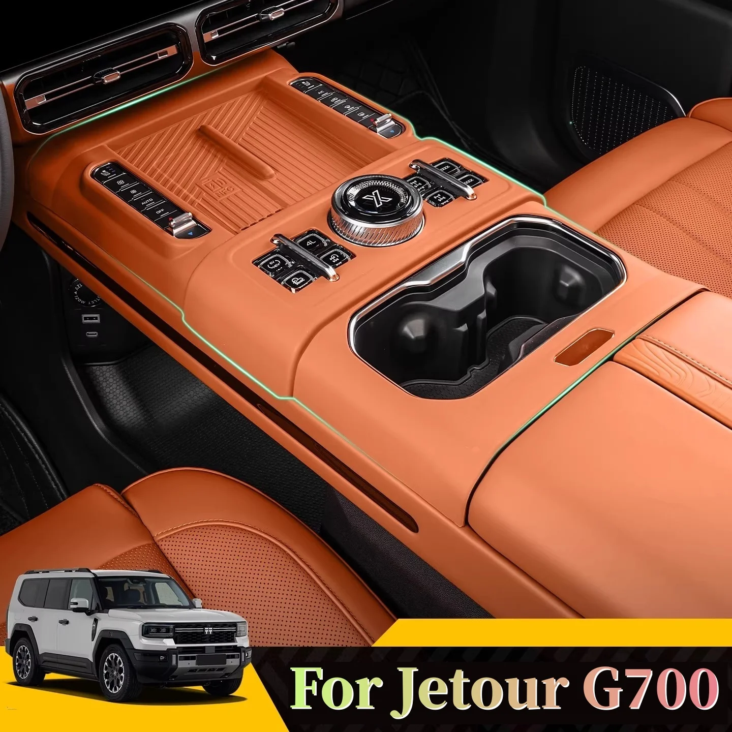 Für Jetour G700 2025 2026 Auto Kabelloses Lade-Silikonpad Mittelkonsole Getränkehalter-Antirutschmatte Innenraum-Zubehör