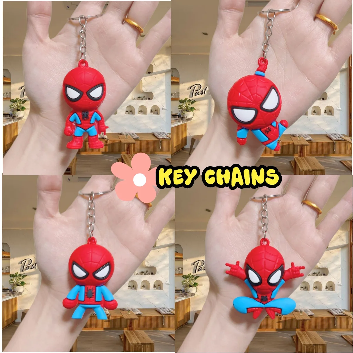 

marvel Cartoon Spider-Man Keychain Anime Peripheral Avengers Doll Toys Bags Pendant Anime Gift Wholesale Key Chains PVC