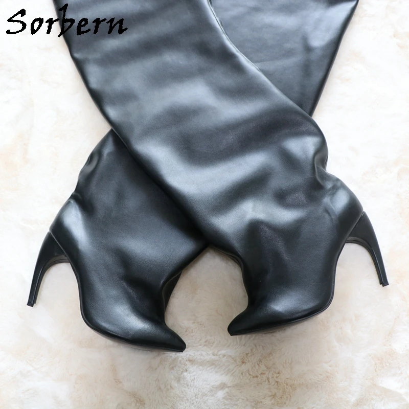 Sorbern Custom 100Cm Super Wide Boots Women Unisex Style Pointed Toe Curved High Heels Fetish Drag Queen Shoes