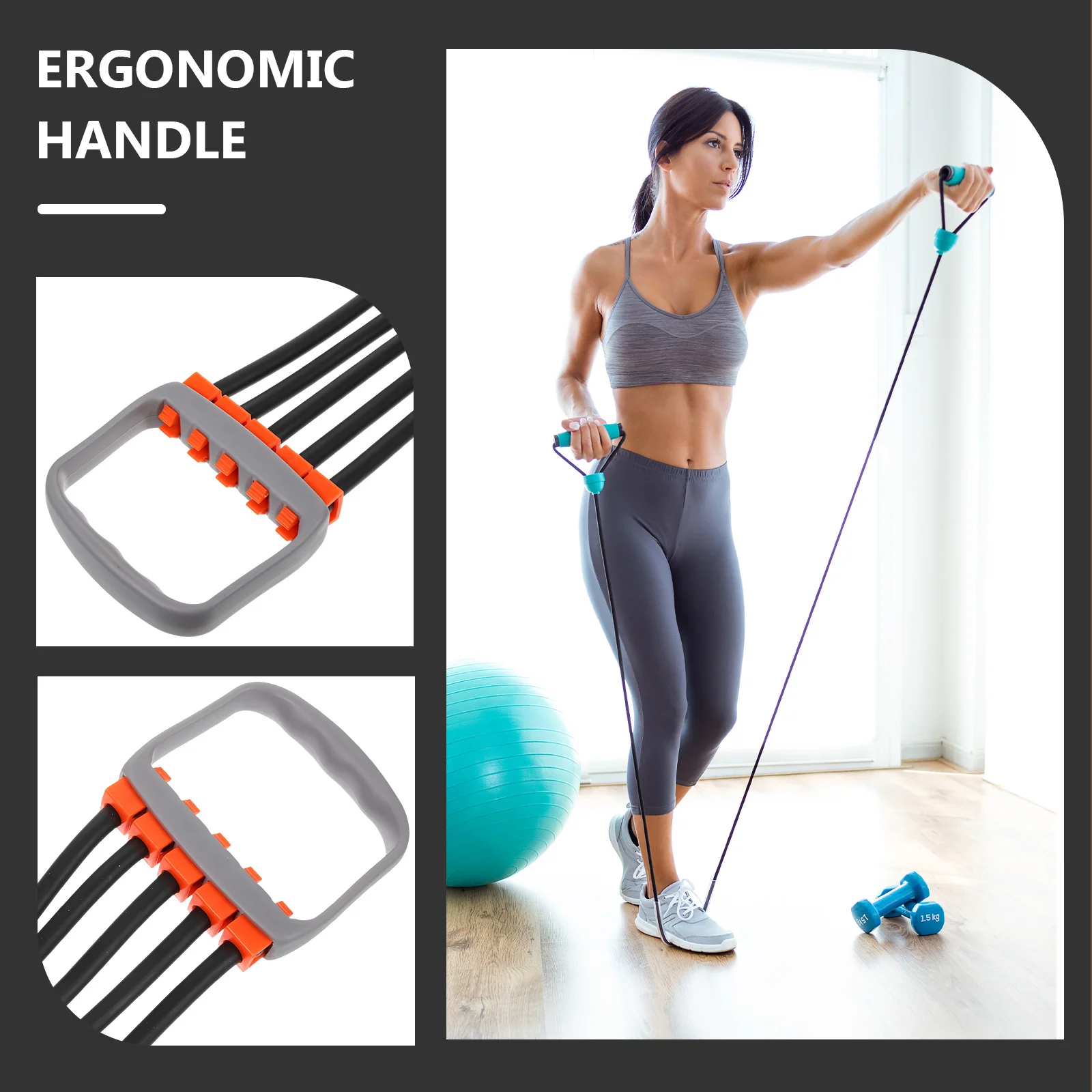 Expansor de Pecho Profesional con Cuerda, Material TPR Ligero, Mango Antideslizante, Banda de Resistencia Portátil para Gimnasio en Casa