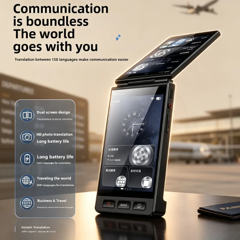 AI Large Model Dual-Screen Real-Time Translator Host-Guest Linkage Multi-Language Offline Translation New