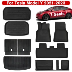 For Tesla Model Y 7 Seater Floor Mats Trunk Mats Liners Full Set All Weather Waterproof XPE Cargo Liner Set Y 2021 2022 2023