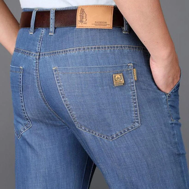 Jeans droits à fermeture éclair pour hommes, poches boutonnées, monochromatique, bureau, taille haute, vêtements d'été, nouvelle mode, FJM, 2024